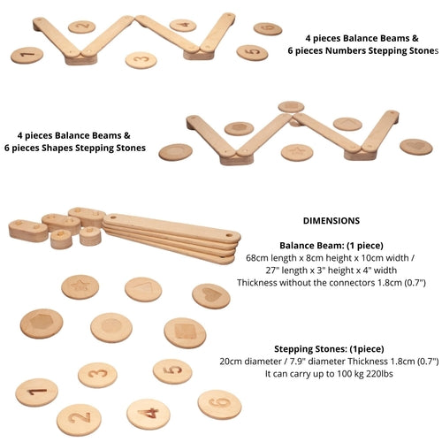 Wooden Balance Beam & Stepping Stones Set